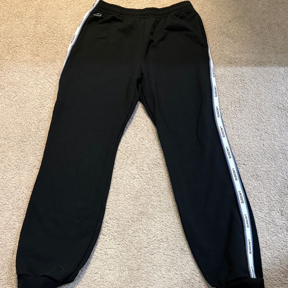Boys Lacoste Black sweatpants with Blue and White Accents size 16